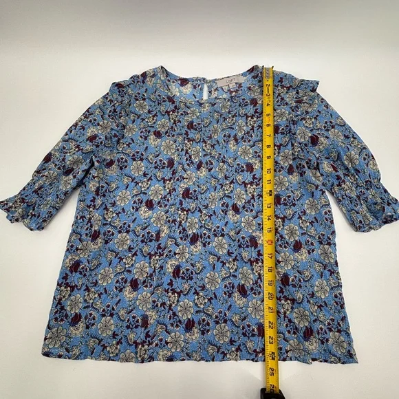 LOFT Blue Floral Blouse - Picture 7 of 11